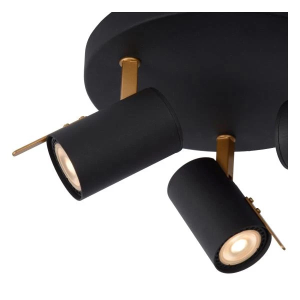 Lucide GRONY - Spot plafond - LED Dim to warm - GU10 - 3x5W 2200K/3000K - Noir - détail 1